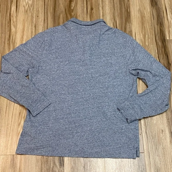 FAHERTY LONG SLEEVE POLO 100% ORGANIC COTTON HEATHER GRAY MENS SZ L